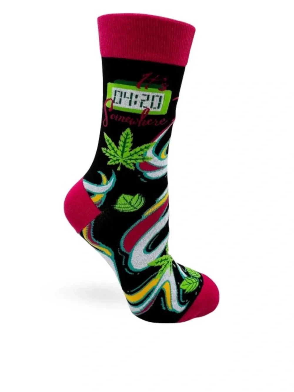 •It’s 4:20 Somewhere• Colorful Novelty Leaf Crew Socks
